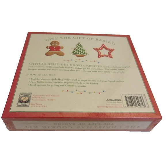 Christmas Cookie Cutters Kit  Tree Star Gingerbread Man + Cookbook Appleseed New - Picture 4 of 6